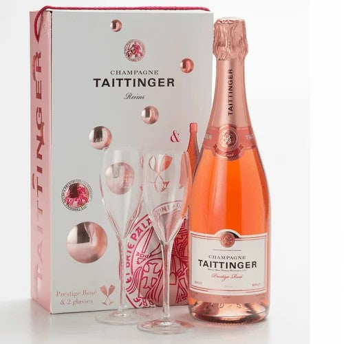 TaittingerBrutPrestigeRoseChampagne&2FluteGiftSet(75cl)