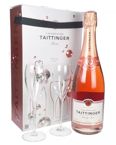 TaittingerRoseChampagneBrandedGiftSetwithGlasses