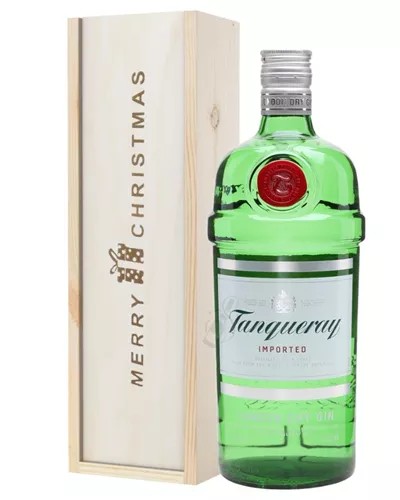 TanquerayGinChristmasGiftInWoodenBox