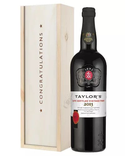 TaylorsLateBottledVintagePortCongratulationsGiftInWoodenBox