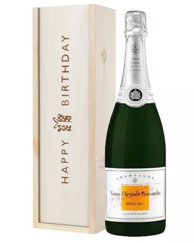 VeuveClicquotDemiSecChampagneBirthdayGiftInWoodenBox