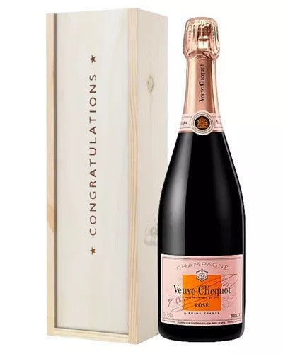 VeuveClicquotRoseChampagneCongratulationsGiftInWoodenBox
