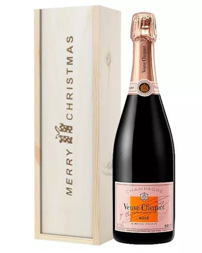 VeuveClicquotRoseChampagneSingleBottleChristmasGiftInWoodenBox
