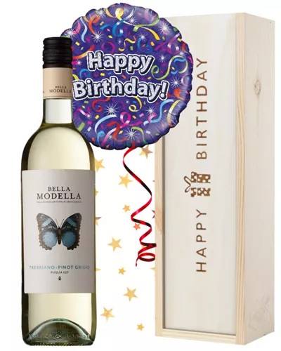 WhiteWineandBalloonBirthdayGift