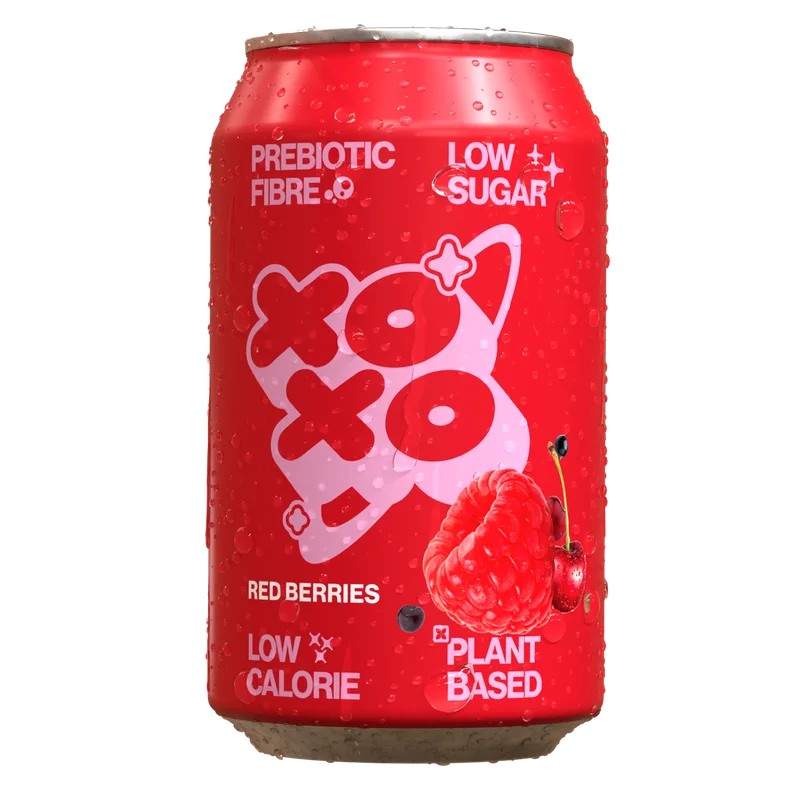 XOXORedBerriesPrebioticSoda–LowSugarAlcoholFreeSoftDrink
