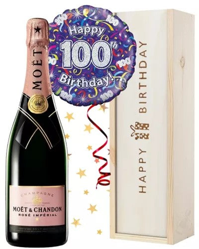 100thBirthdayPinkChampagneandBalloonGift
