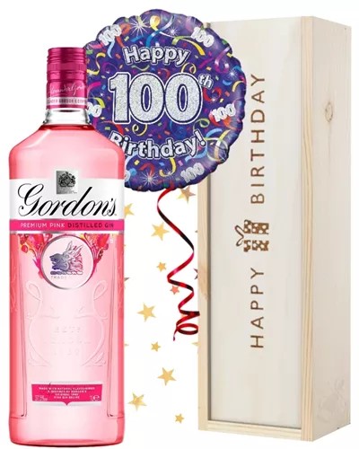 100thBirthdayPinkGinandBalloonGift