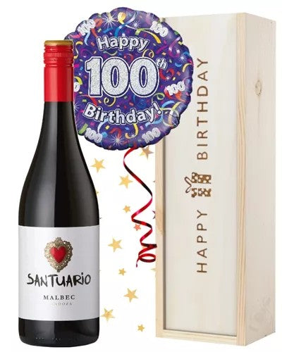 100thBirthdayWineandBalloonGift