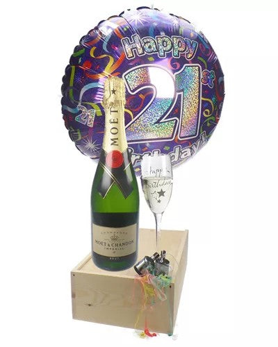 21stBirthdayGift–MoetChampagne–Balloon–Flute