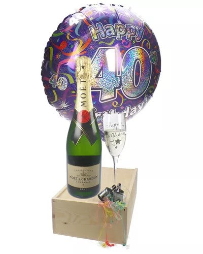 40thBirthdayGift–MoetChampagne–Balloon–Flute