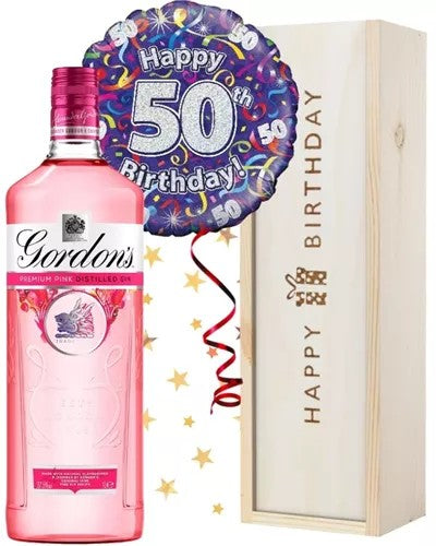 50thBirthdayPinkGinandBalloonGift