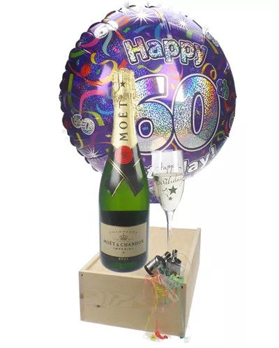 60thBirthdayGift–MoetChampagne–Balloon–Flute