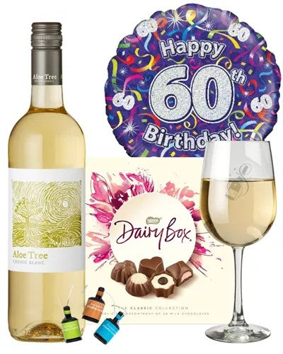 60thBirthdayWhiteWineAndChocolates