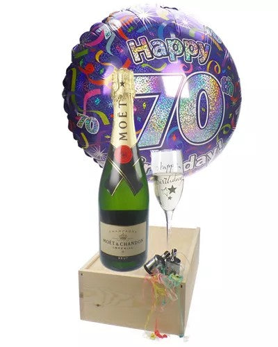 70thBirthdayGift–MoetChampagne–Balloon–Flute