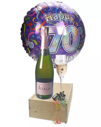 70THBIRTHDAYROSECHAMPAGNEFLUTEGIFT