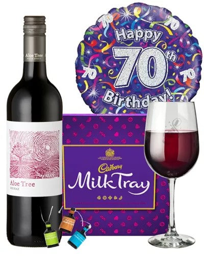 70thBirthdayWineGift–RedWineAndChocolatesGiftSet
