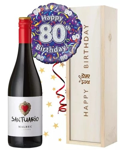 80thBirthdayWineandBalloonGift