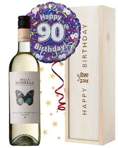 90thBirthdayWhiteWineandBalloonGift