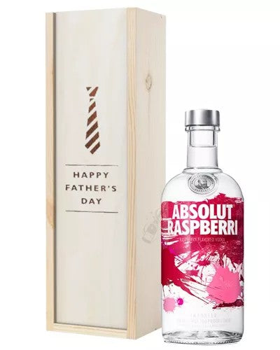 AbsolutRaspberryVodkaFathersDayGiftInWoodenBox