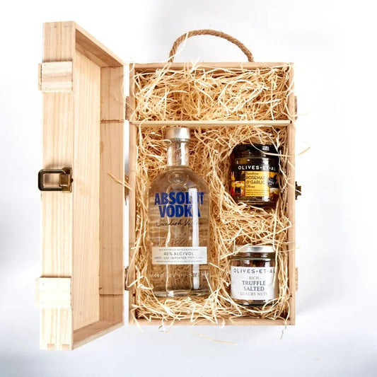 AbsolutVodka&LuxuryNibblesWoodenGiftBoxSet