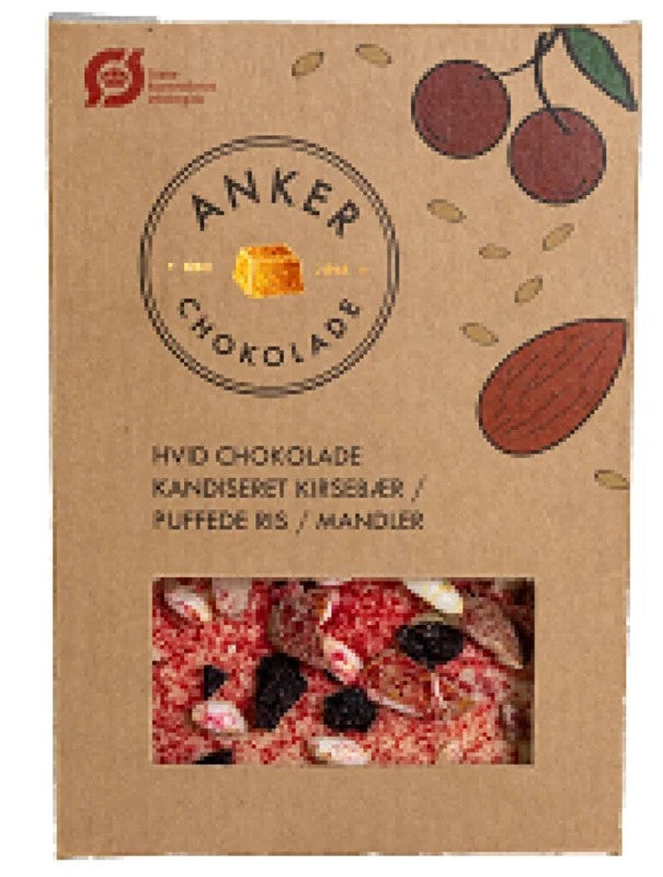 AnkerChokolade–PladeHvidChokolade-Kirsebær-Puffederis-Mandler(ECO)