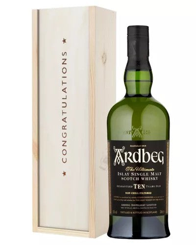Ardbeg10YearOldSingleMaltWhiskyCongratulationsGiftInWoodenBox