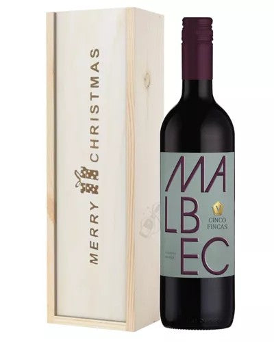 ArgentinianMalbecRedWineSingleBottleChristmasGiftInWoodenBox