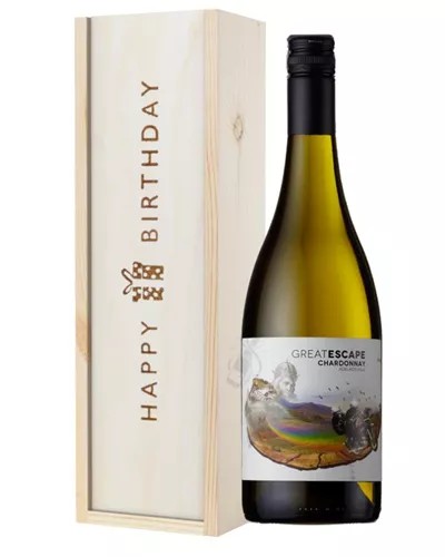 AustralianChardonnayWhiteWineBirthdayGiftInWoodenBox