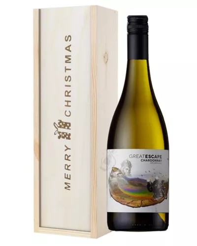 AustralianChardonnayWhiteWineSingleBottleChristmasGiftInWoodenBox