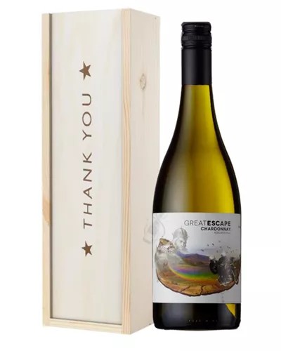 AustralianChardonnayWhiteWineThankYouGiftInWoodenBox