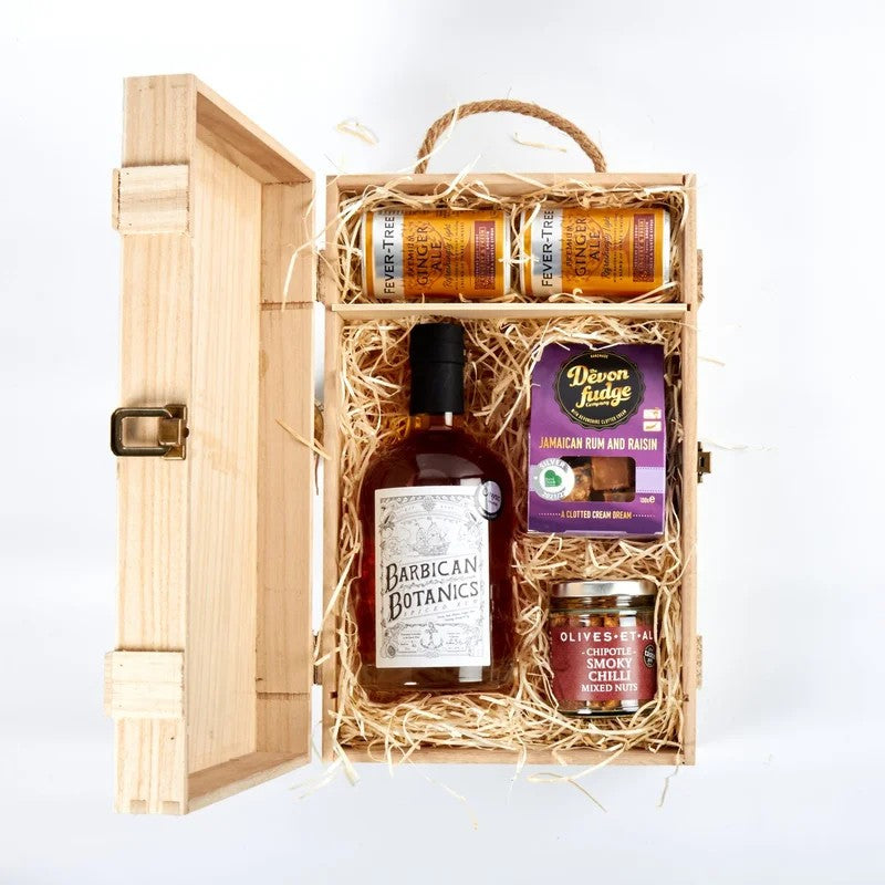 BarbicanBotanicsSpicedRum&LuxuryNibblesWoodenGiftBoxSet