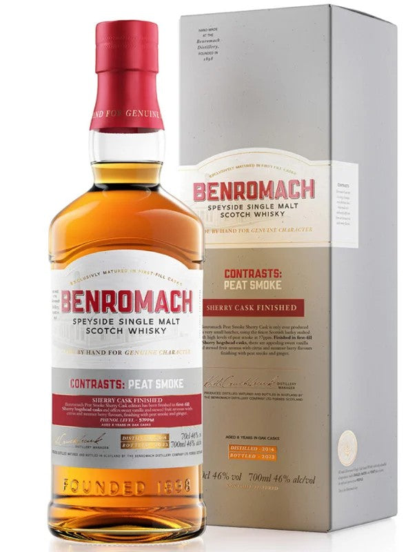 BenromachContrasts:PeatSmokeSherryCaskFinished202370cl.46%