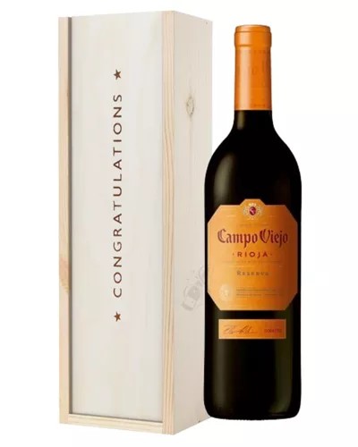 CampoViejoReservaRedWineCongratulationsGiftInWoodenBox