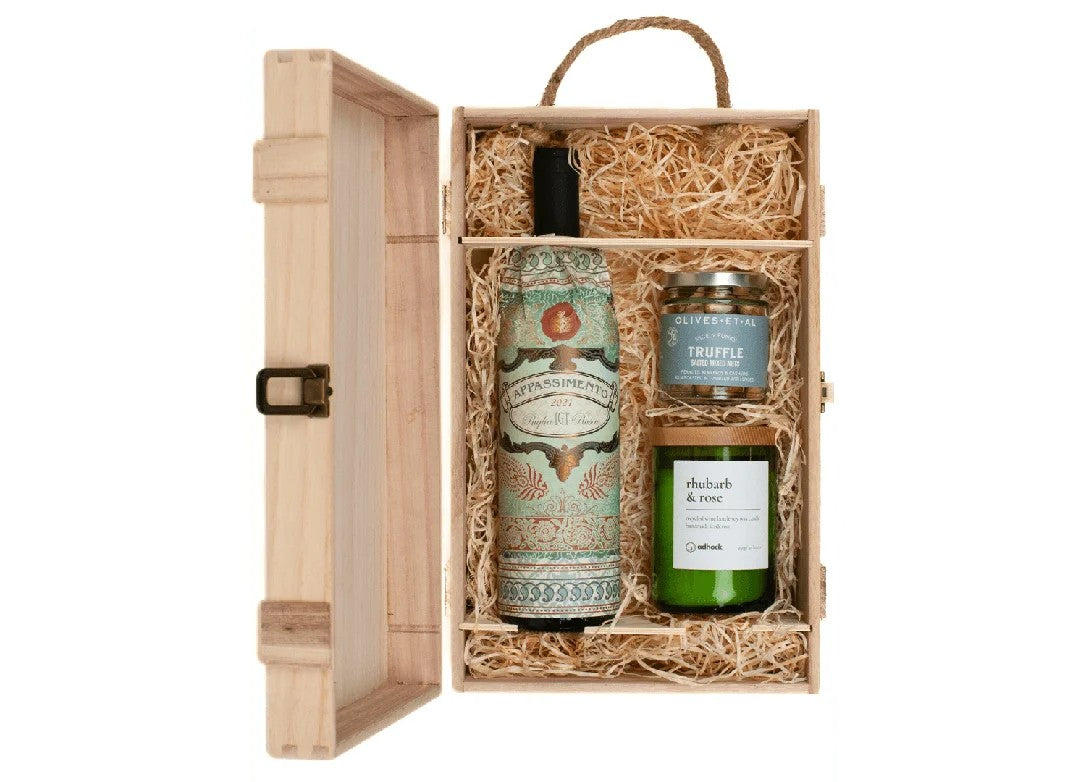 CasaVinicolaBotterAppassimentodiPugliaRedWine&WineBottleCandleWoodenBoxGiftSet