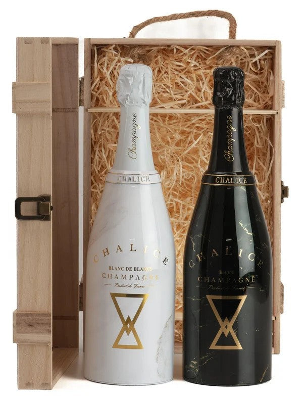 ChaliceBrutGrandCru&ChaliceBlancdeBlancsChampagneWoodenGiftSet