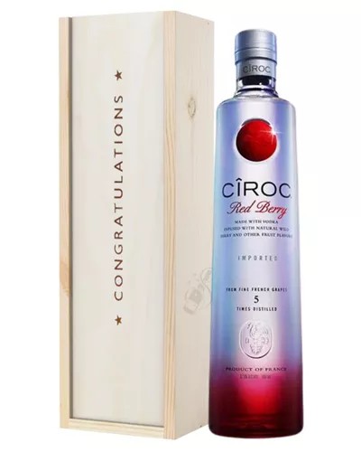 CirocRedBerryVodkaCongratulationsGiftInWoodenBox