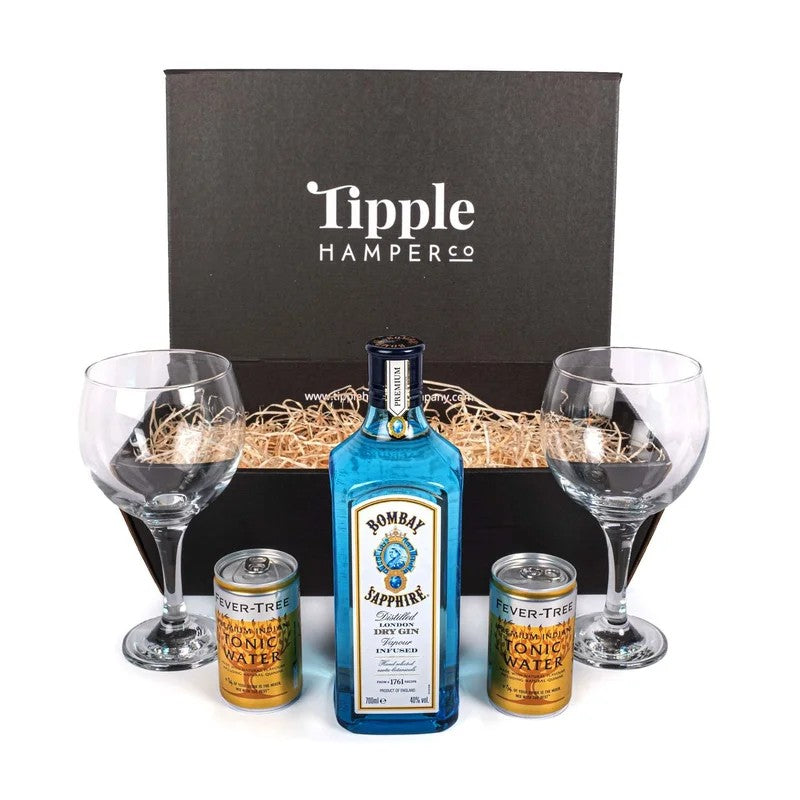 ClassicBombaySapphireGin&Tonic&GlassesGiftSetHamper–40%ABV