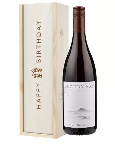 CloudyBayPinotNoirRedWineBirthdayGiftInWoodenBox