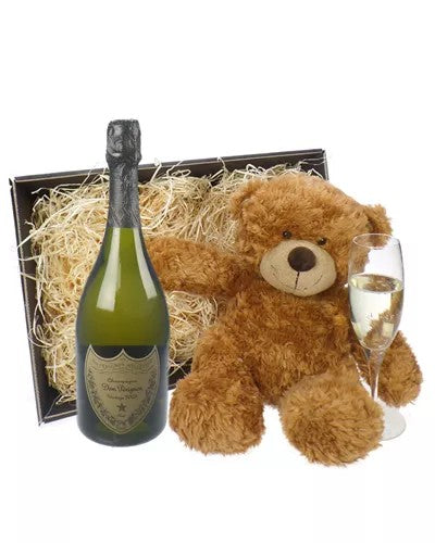 DomPerignonChampagneandTeddyBearGiftBasket