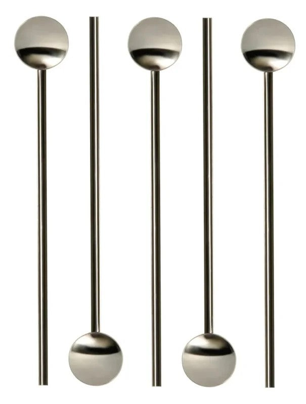 DorreSteelCocktailSpoonWithDrinkingStraw–Setof6
