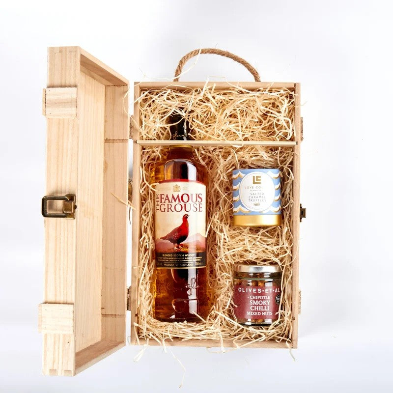 FamousGrouseWhisky&LuxuryNibblesWoodenGiftBoxSet