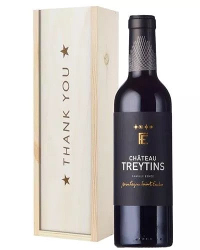 FrenchBordeauxRedWineThankYouGiftInWoodenBox