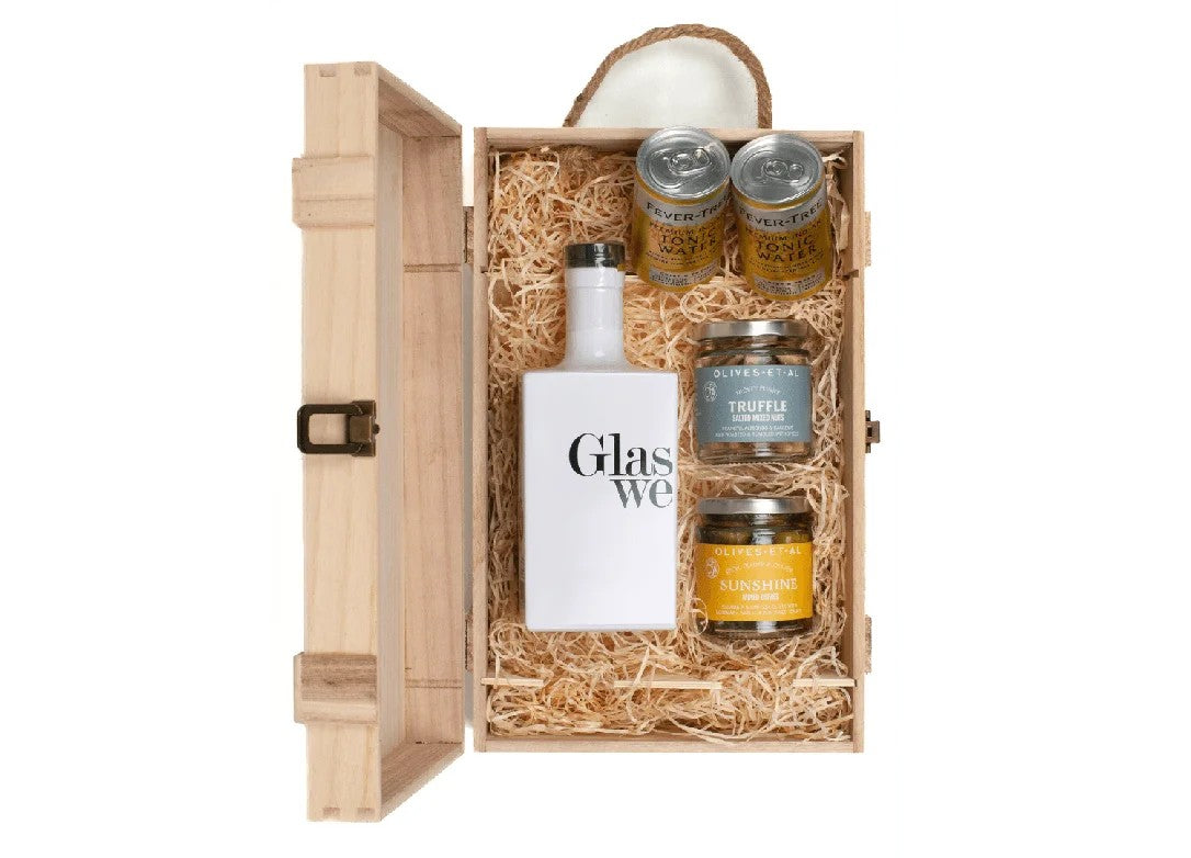 GlasweginOriginalGin&LuxuryNibblesWoodenGiftBoxSet