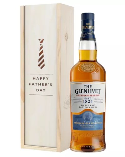 GlenlivetFoundersReserveSingleMaltWhiskyFathersDayGiftInWoodenBox