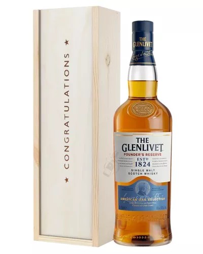 GlenlivetFoundersReserveSingleMaltWhiskyCongratulationsGiftInWoodenBox