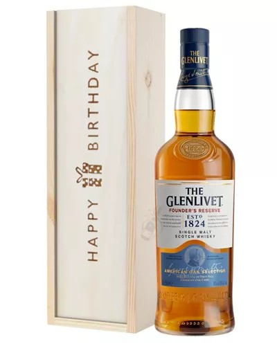 GlenlivetFoundersReserveSingleMaltWhiskyBirthdayGiftInWoodenBox