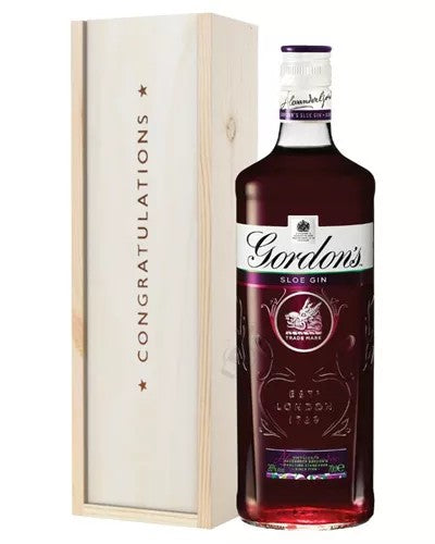 GordonsSloeGinCongratulationsGiftInWoodenBox