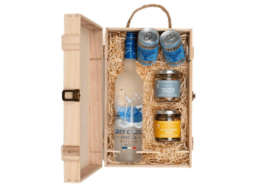 GreyGooseVodka&LuxuryNibblesWoodenGiftBoxSet