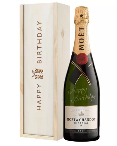 HappyBirthdayMoetChampagneBirthdayGiftInWoodenBox