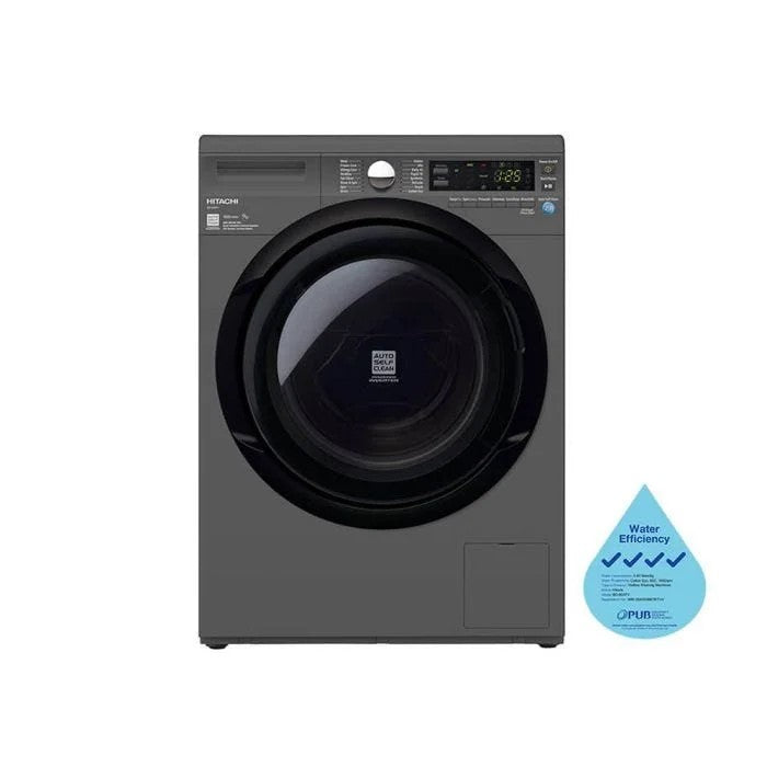 Hitachi9KgFrontLoadWashingMachine–MetallicSilver